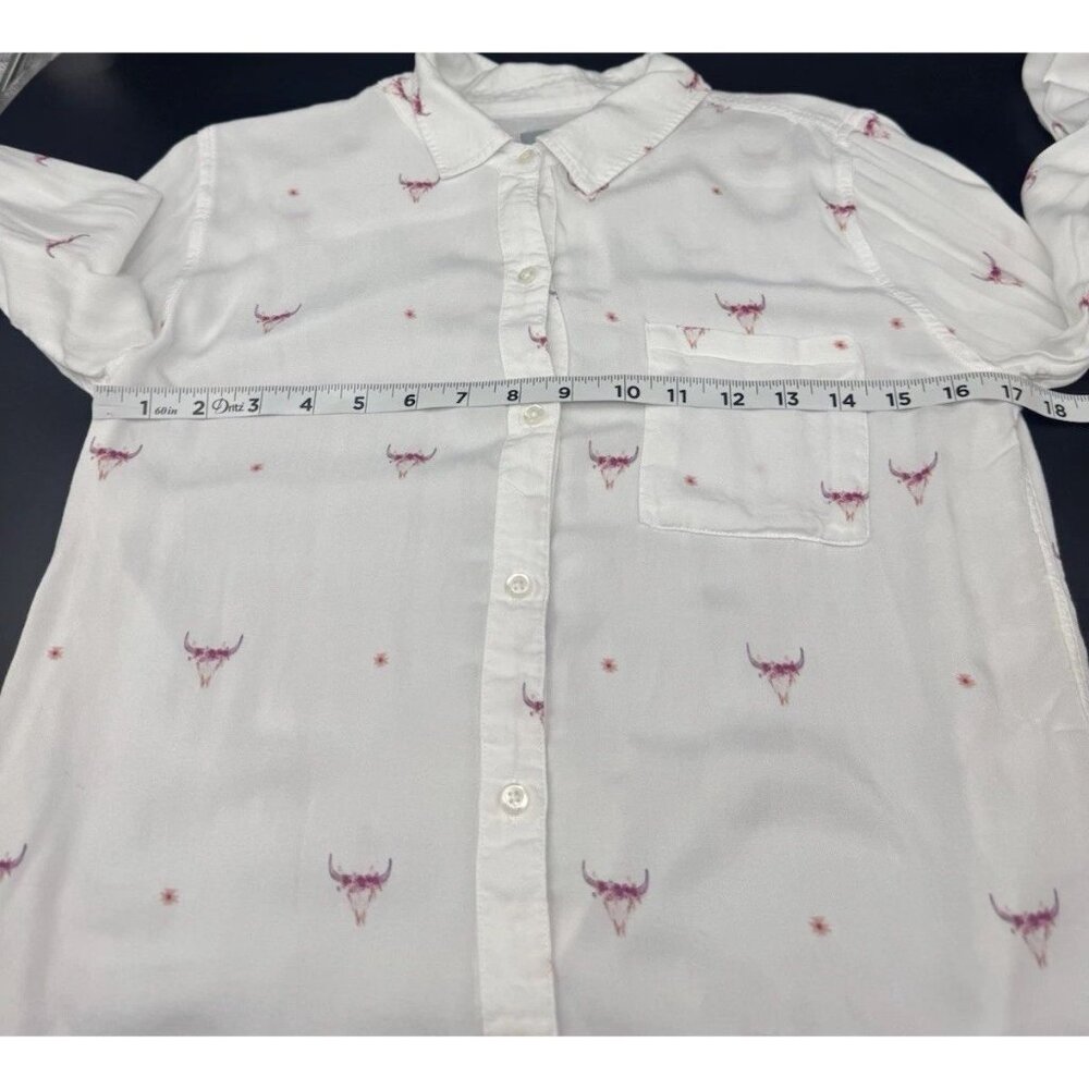 Rails Rosci Indio Bull Skull Long Sleeve Womens Button Down Top S Western Casual - Picture 7 of 10